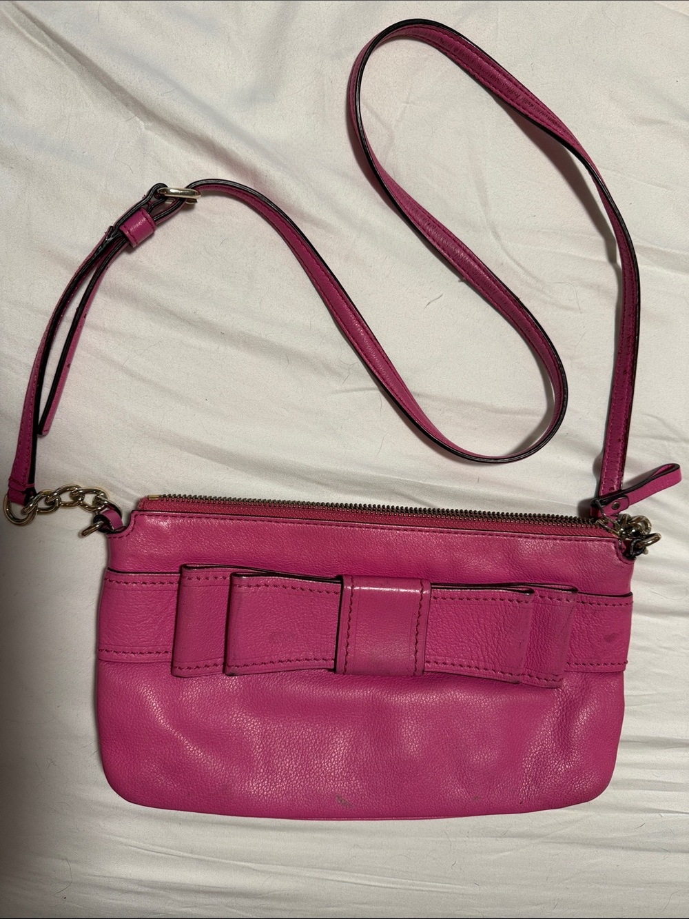 kate spade Hot Pink Leather Crossbody with Bow Accent